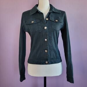 Redd Jeans Vintage 2000s Y2K Grunge Black Denim Stretch Button Down Jacket